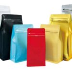 Pouches flat bottom for coffee bag with valve OPP+MetPET+LDPE aluminum-coated